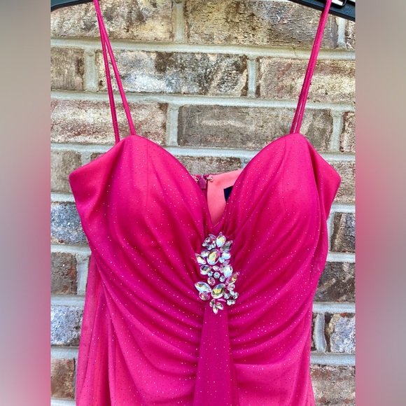 Y2K Pink & Peach Coral Sparkly Ombre Prom Dress - Picture 10 of 11